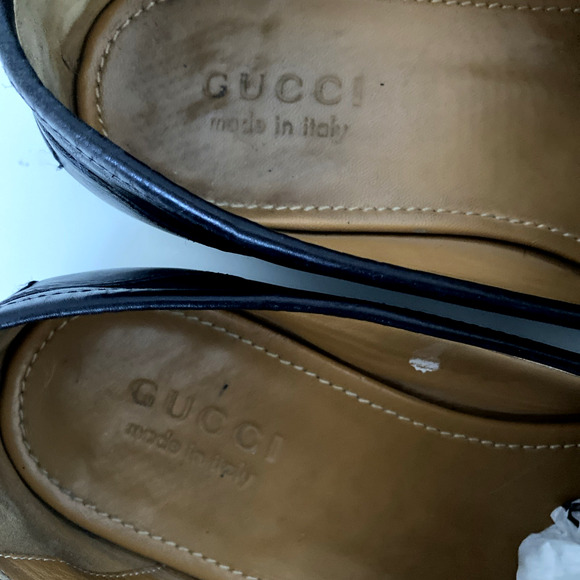 Gucci Jordaan Horsebit Leather Loafer Black Almond Toe Slip On Men's 8.5 - Picture 10 of 12